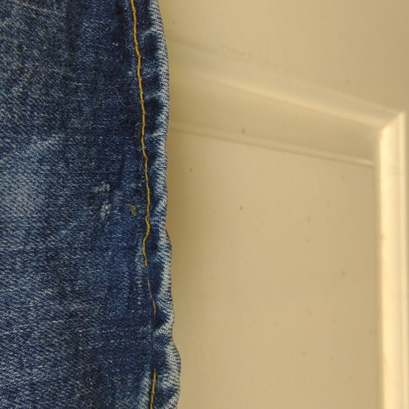 Old Navy Stretch Boot Cut Just Below Waist 5 Pocket Blue Jeans Distressed - Picture 5 of 13
